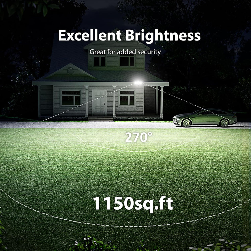 75W LED Flood Light Motion Sensor Outdoor, 7000lm Dusk to Dawn Flood Light, Security Light with Three Head, IP65
