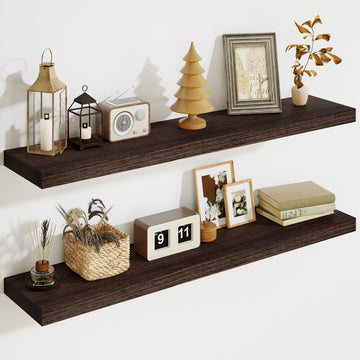 Solid Wood Floating Shelves for Wall 36"W x 8"D x 1.56"H Set of 2, Deep Wall Shelves Bedroom Bathroom Kitchen Decor