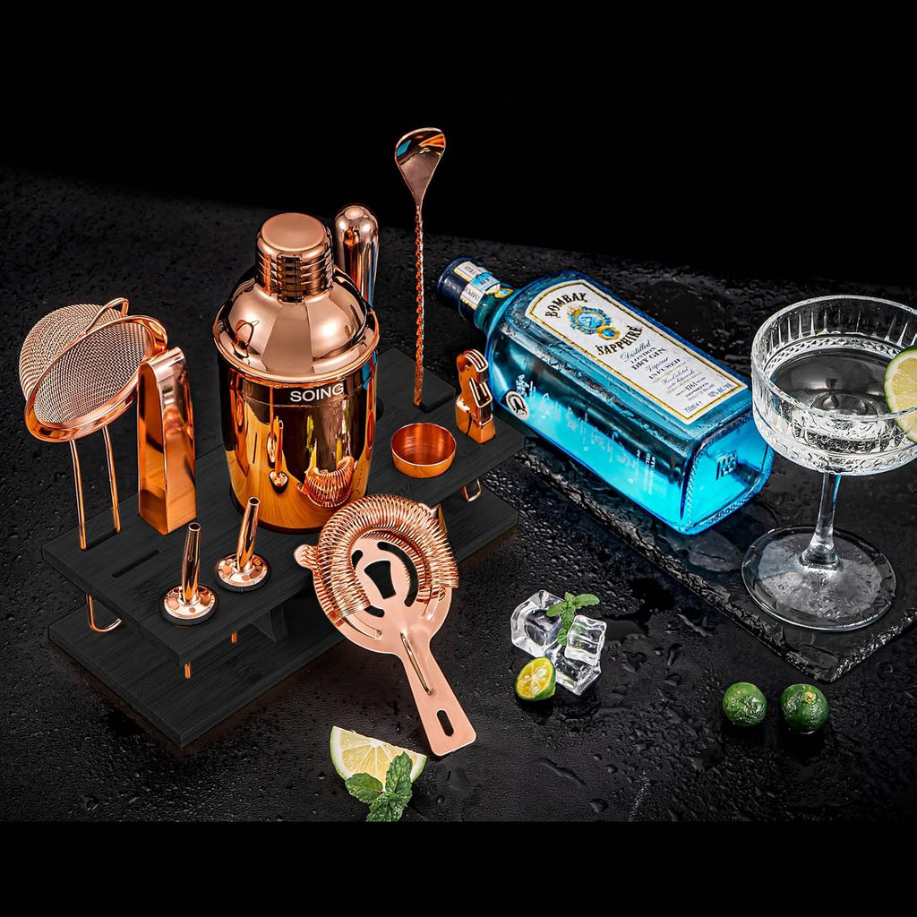 11-Piece Mixology Bartender Kit with Stand,Bar Kit Cocktail Shaker Set with All Essential Accessories:Martini - Set of 11