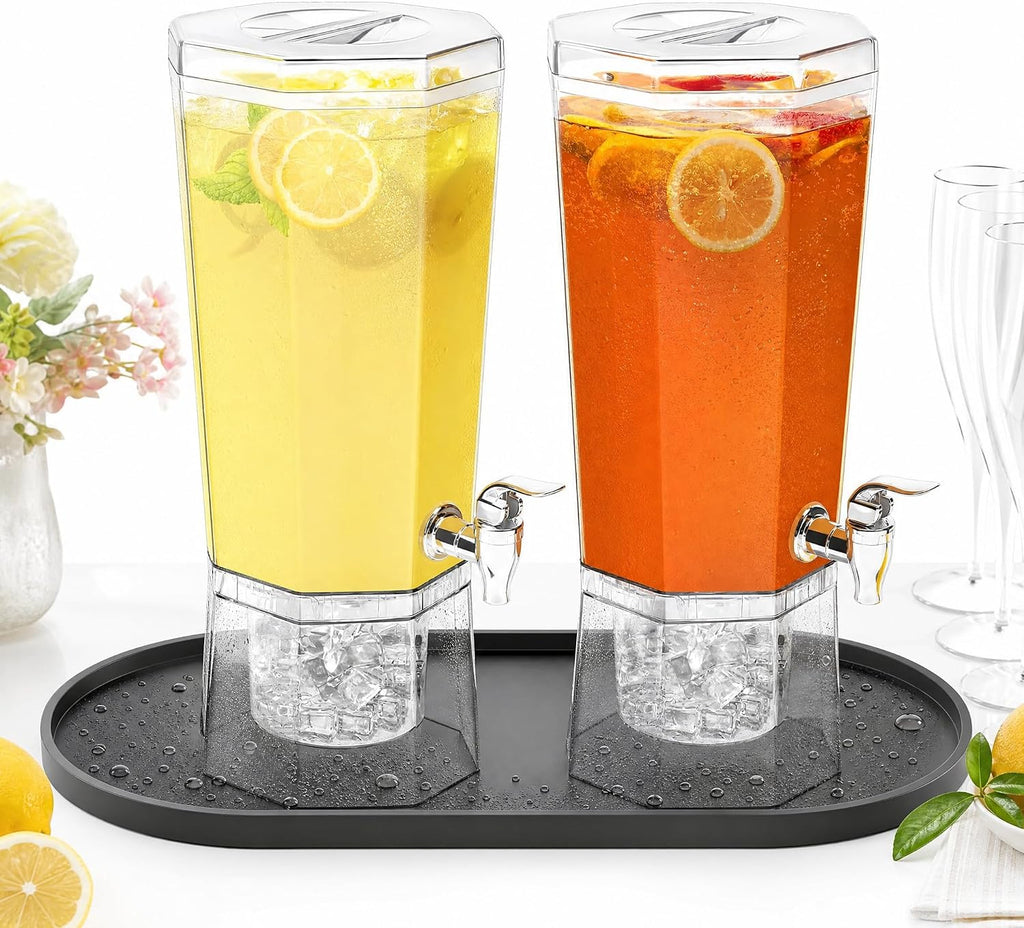 Drip Tray for Drink Dispenser, Drip Mat for 2 Glass Water Dispensers, Oval