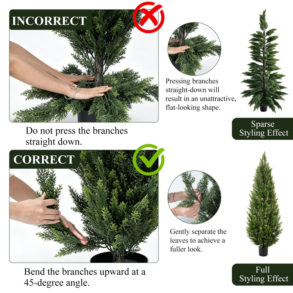 5FT Artificial Topiary Trees, Tall UV Resistant Fake Cedar Tree for Outdoor, Faux Shrubs Plants Artificial Cypress