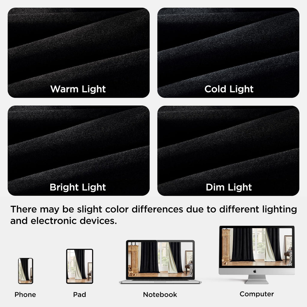 100% Blackout Curtains Velvet Black Out Curtain 90 Inch Drapes