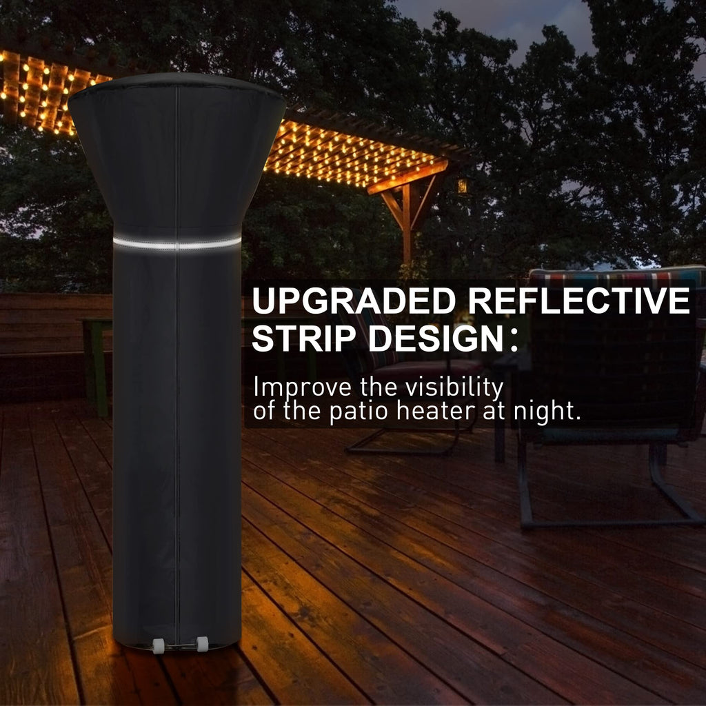 Upgraded Patio Heater Covers Waterproof, Outdoor Heater Cover with Reflective Ribbon, Zipper and Storage Bag