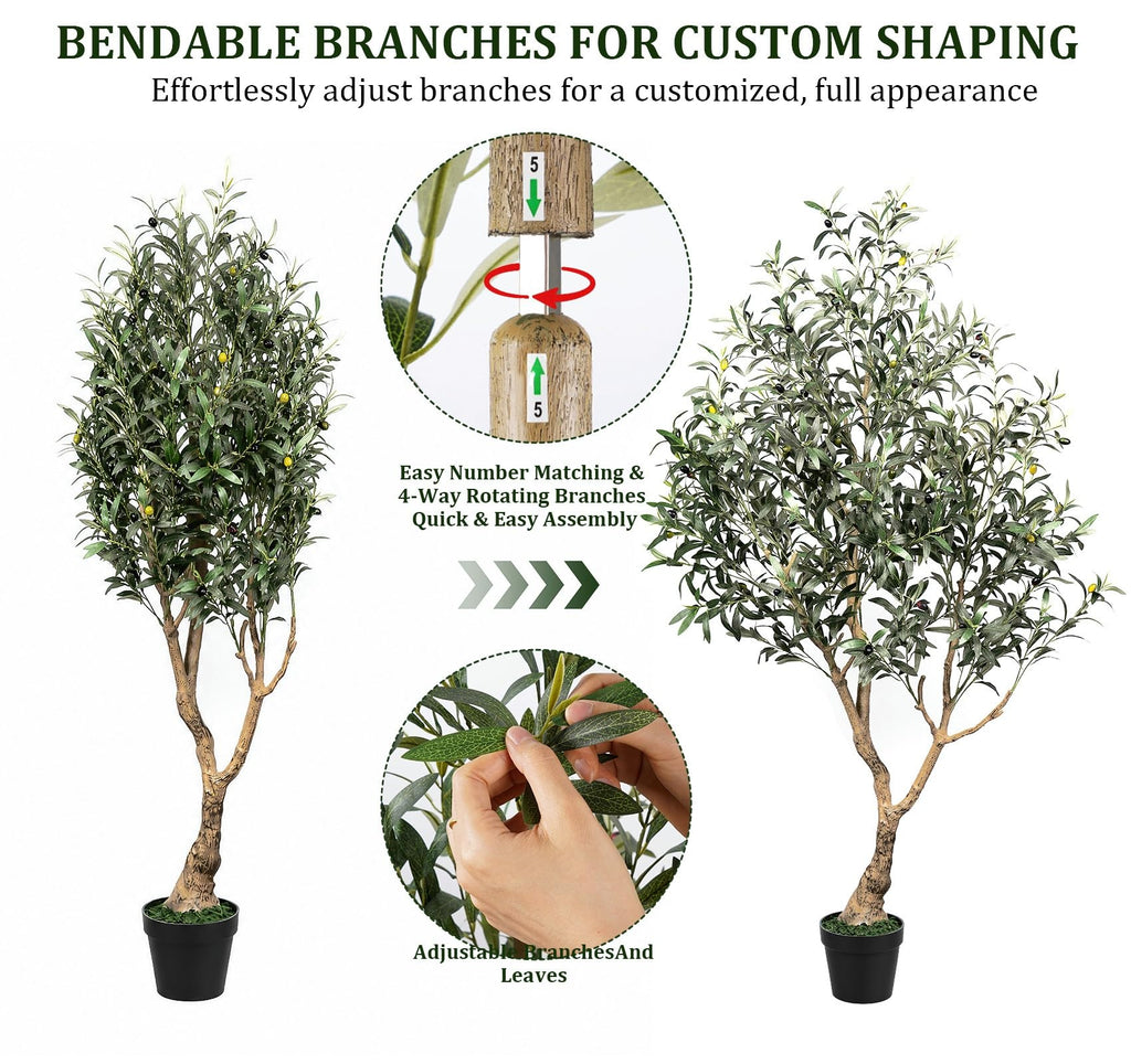 8FT Artificial Olive Tree with Thick Trunk & Realistic Leaves