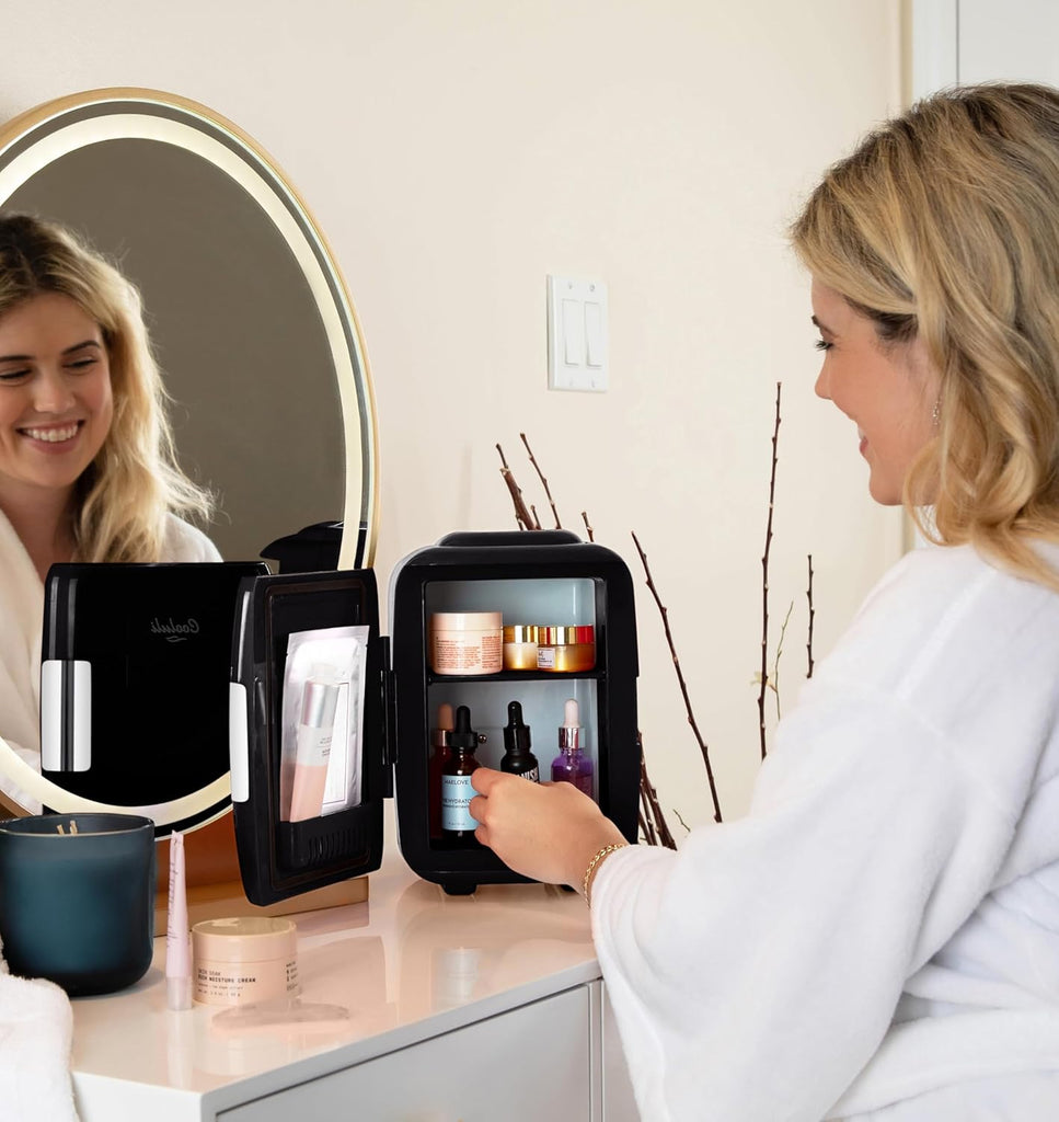 Mini Fridge for Bedroom - Car, Office Desk & Dorm Room - Portable 4L/6 Can Electric Plug In Cooler & Warmer for Food
