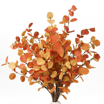 Fall Stems 6 Pcs Artificial Eucalyptus Fall Leaves 27.5 inch Fall Floral Picks, Fall Branches Decor for Vase, Fall