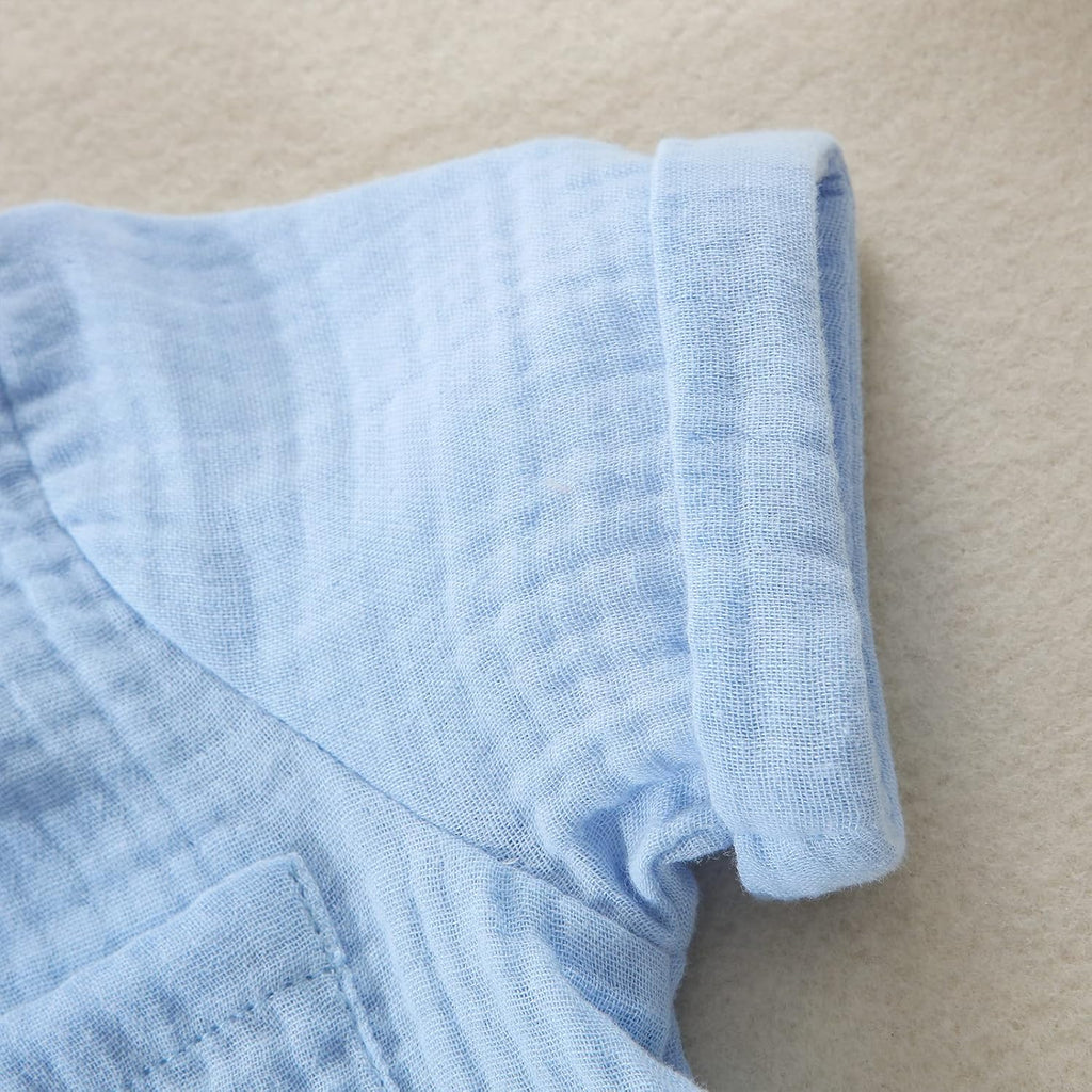 Baby Boys Clothes Set Toddler Infant Boys Button-down Shirt Tops + Cotton Gauze Shorts Summer Outfit 2PCS with Pockets
