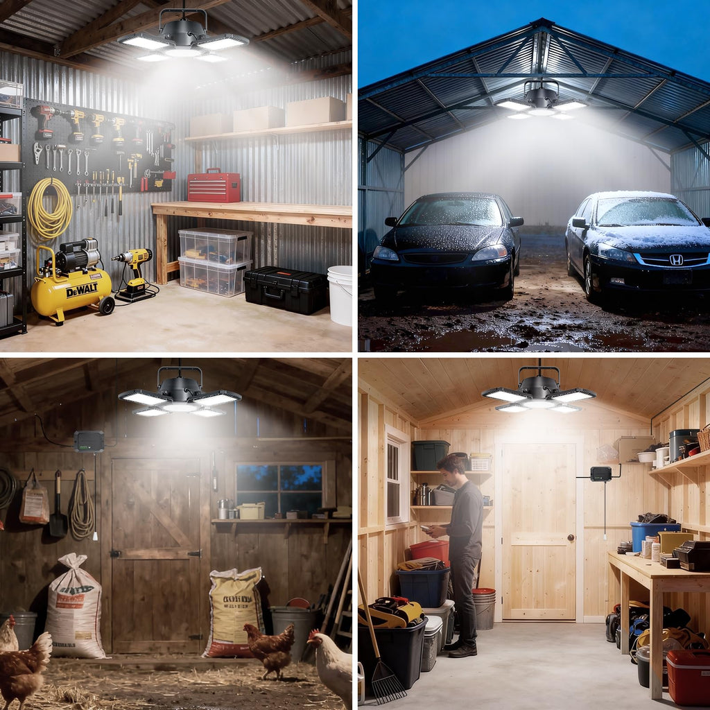 Solar Shed Lights Indoor Outdoor with Pull String, Available All Day Solar Pendant Light, High/Low Brightness