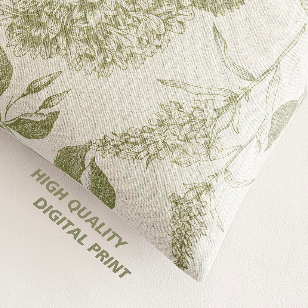 Decorative Linen Floral Throw Pillow Covers 22×22 Light Green