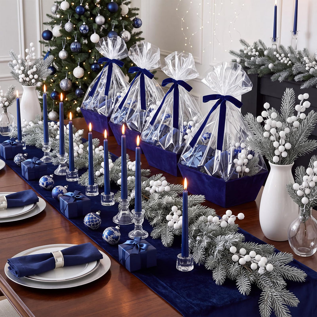 24 Pcs Velvet Navy Blue Christmas Empty Gift Basket Bulk