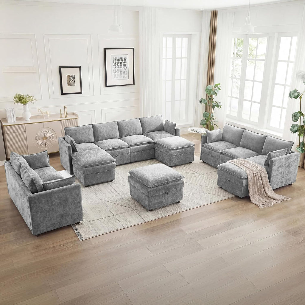 27" Large Square Ottoman with Storage, Modern Upholstered Footrest with Anti-Slip Legs for Couch Coffee Table Living