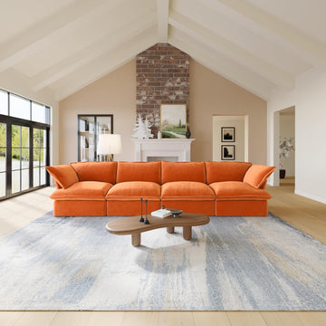 Modular Sectional Couches for Living Room, 162" Deep 4 Seater Sectional Sofa, Cushion Covers Removable, Two Corners and Two Middle, Sofas Furniture for Living Room, Orange A124-B0F1JLLSN6