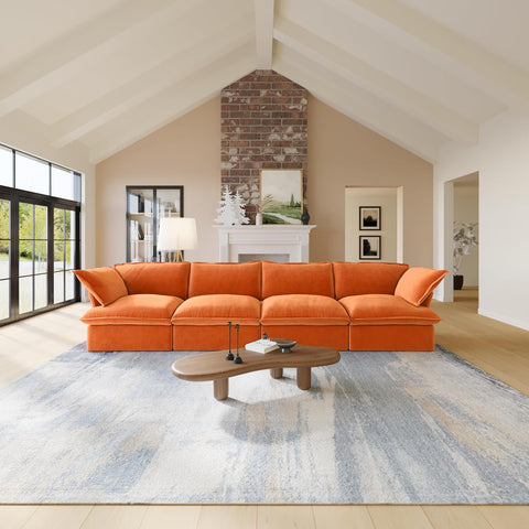 Modular Sectional Couches for Living Room, 162" Deep 4 Seater Sectional Sofa, Cushion Covers Removable, Two Corners and Two Middle, Sofas Furniture for Living Room, Orange A124-B0F1JLLSN6
