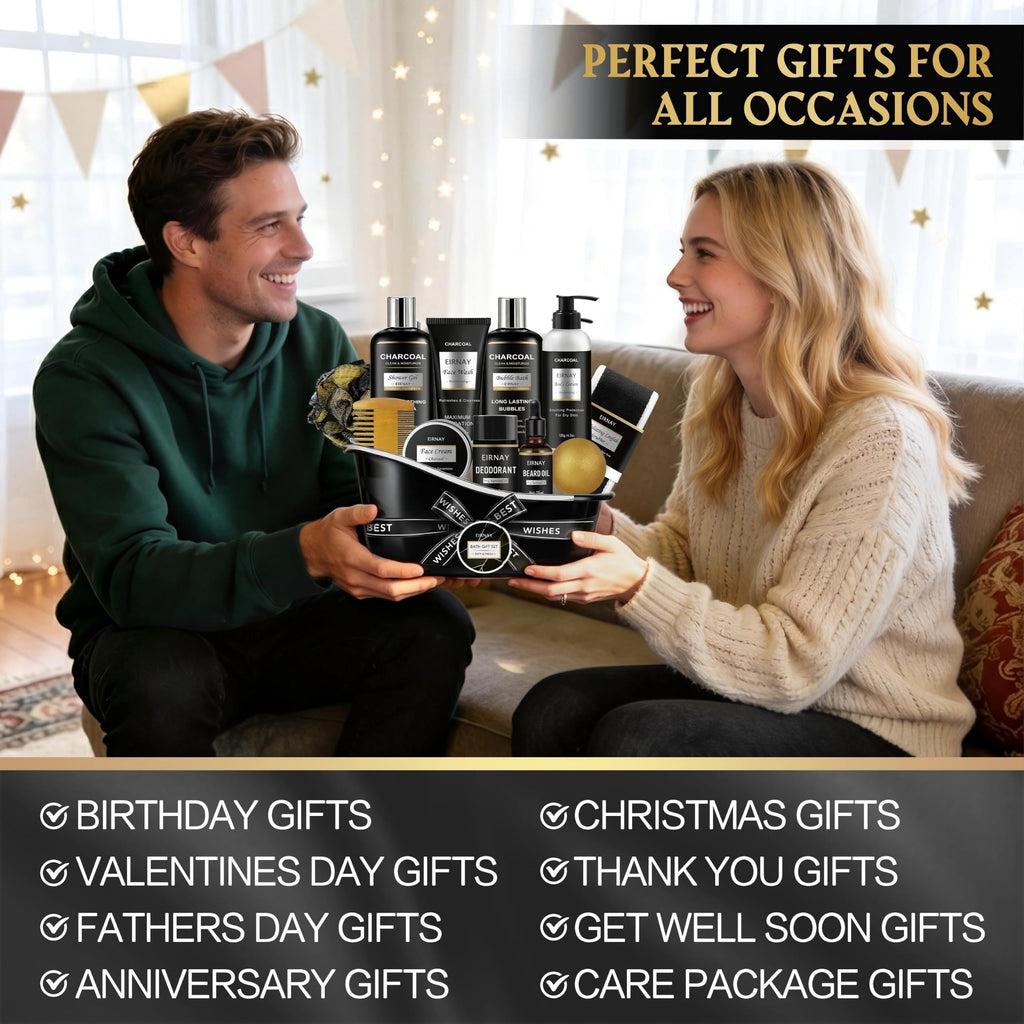 Spa Gifts for Men, Charcoal Bath and Beard Grooming Kit