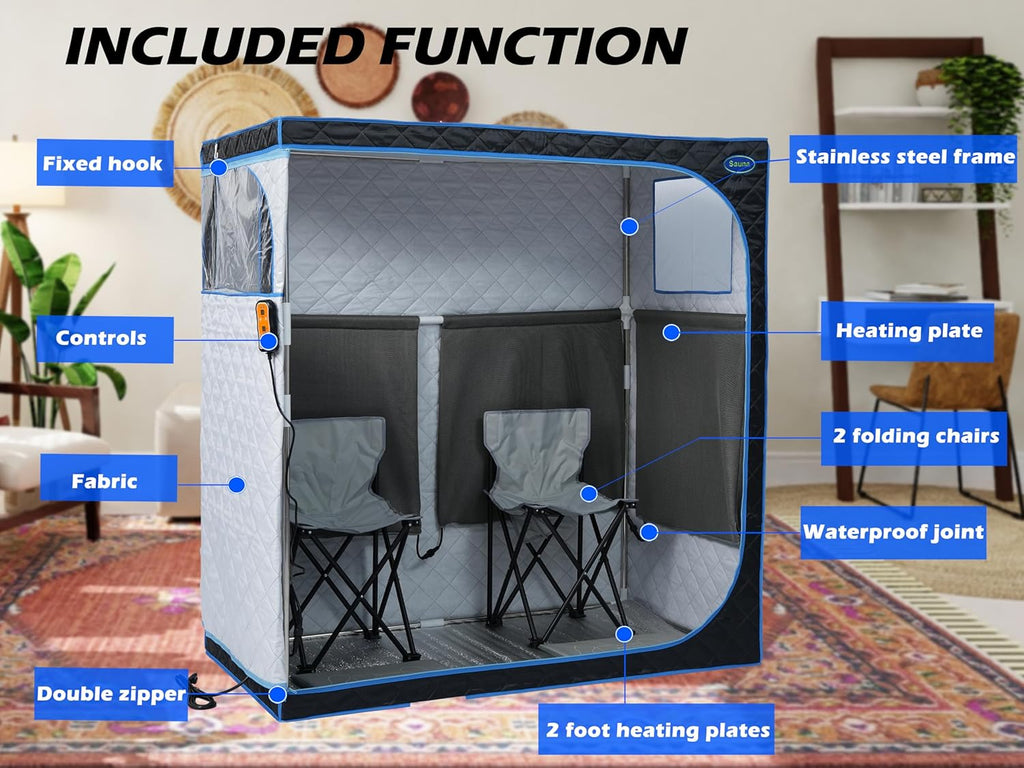 2 Person Infrared Sauna | Full Size Portable Sauna Tent | FAR Infrared Sauna for Home, 1,350watt
