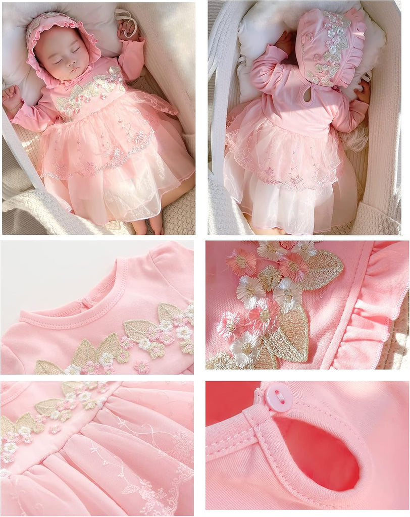 Baby Girl Dress 0 3 Infant Pink White Baptism Outfit Party