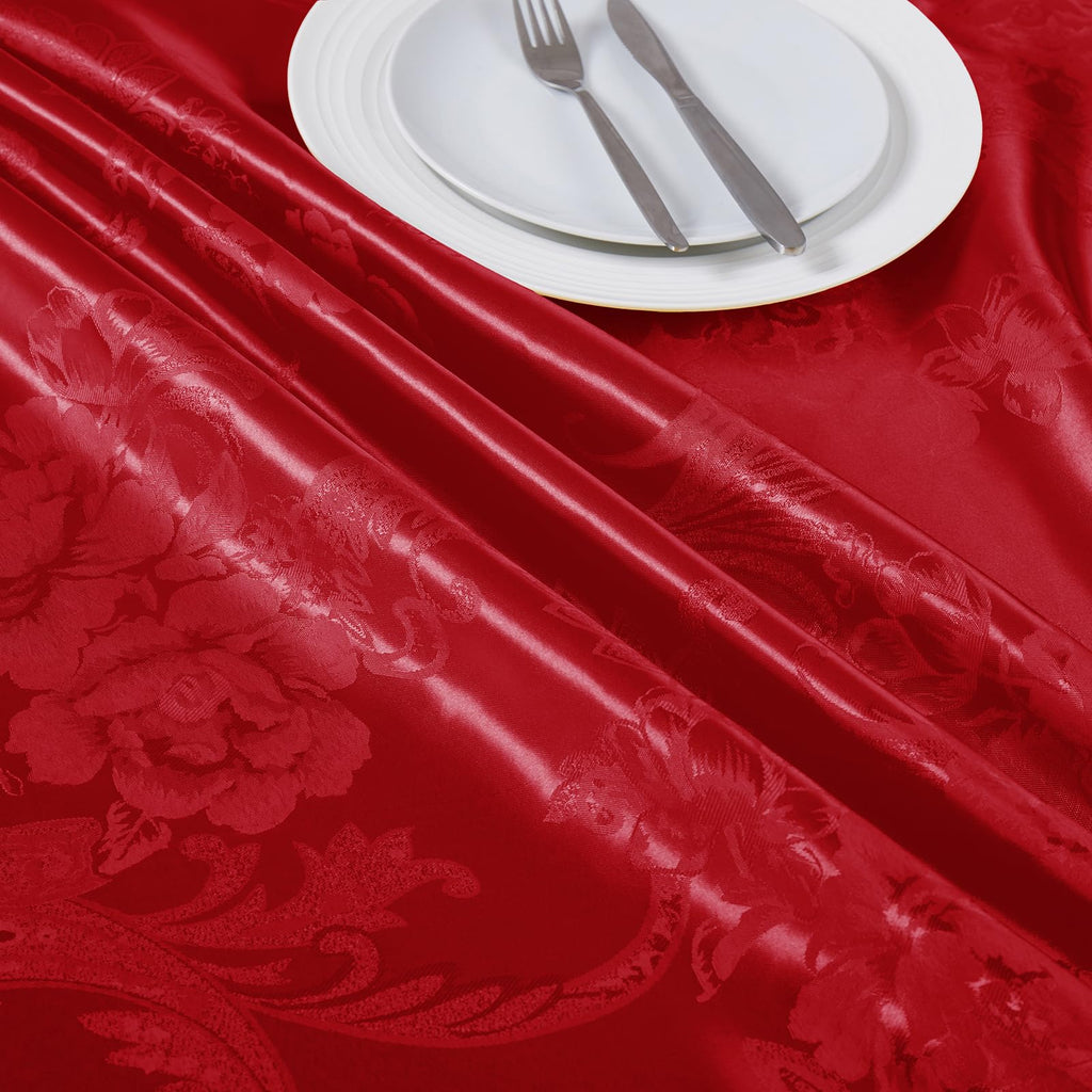 1 Yard Red Satin Jacquard Fabric 49" Wide for DIY Crafts