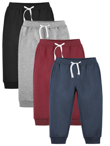 4 Pack Baby and Toddler Boys Sweatpants Fleece Lined Jogger Pants
