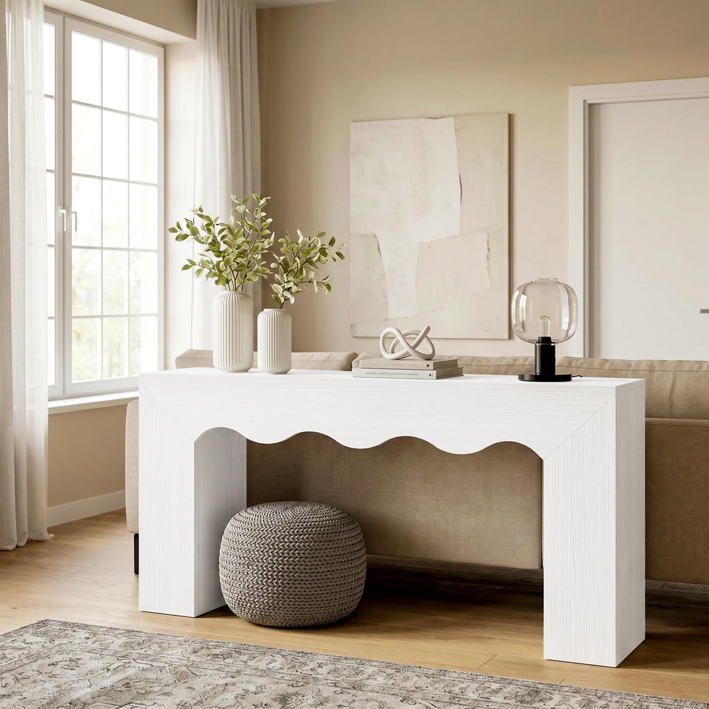 63" Farmhouse Console Table with Wavy Edge