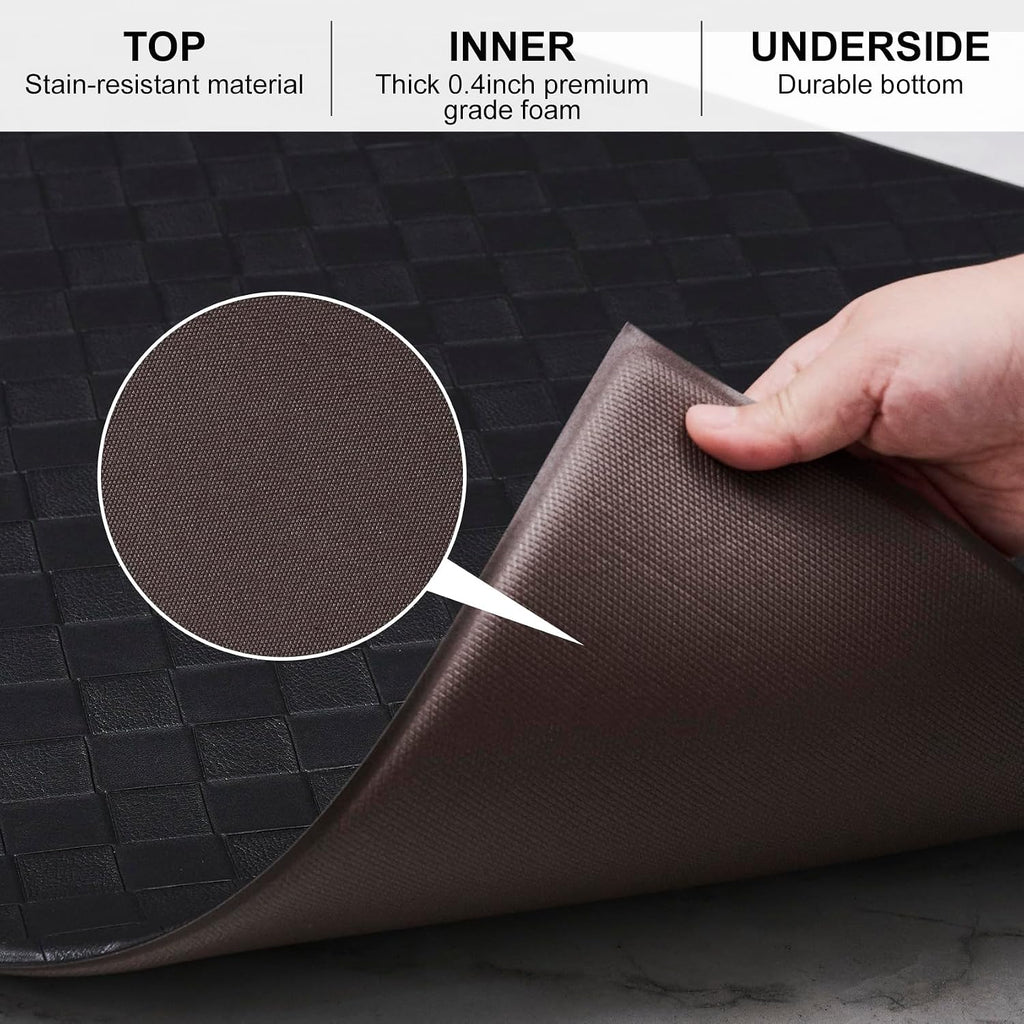 Kitchen Mats and Rugs Cushioned Anti-Fatigue, 23.6" x 86.6", Black | Heavy Duty PVC Non-Slip Waterproof Floor Rug