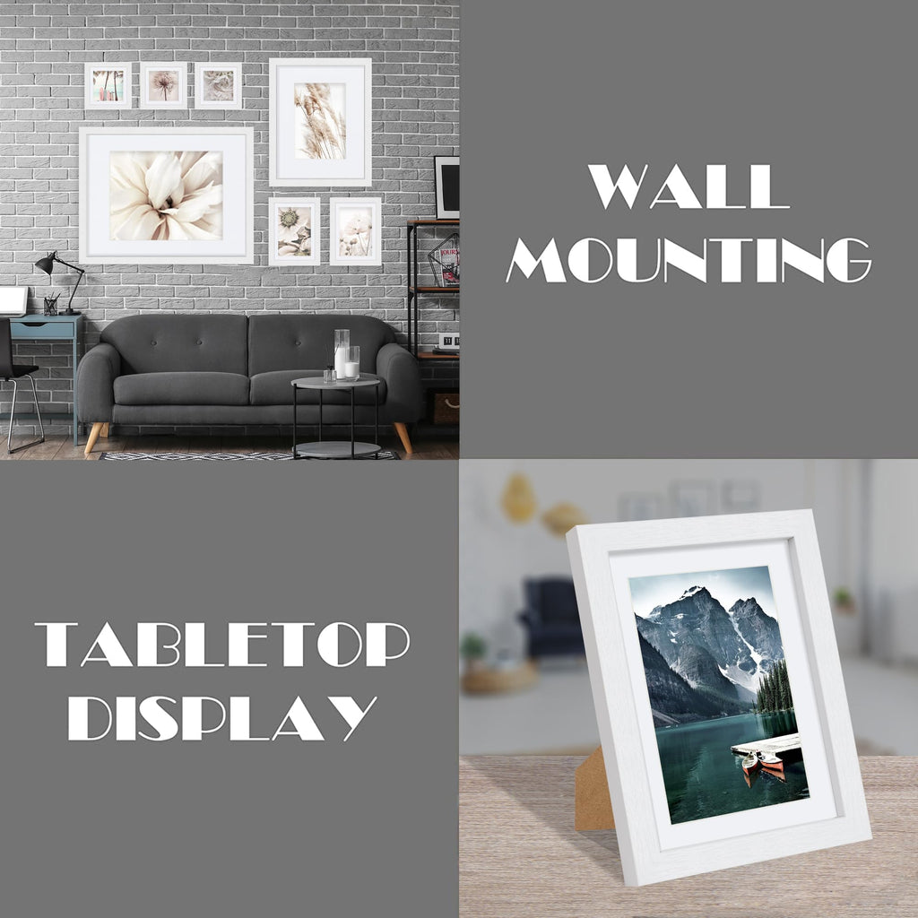5x7 Picture Frames with Real Glass, 5 x 7 Wood Frame, 4x6 Mat