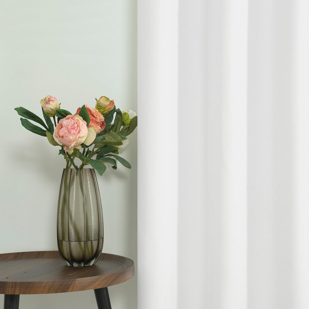 White Linen Blackout Curtains 63 Inch Length, Thermal Insulated Window Drapes Extra Wide with Grommet Full Room
