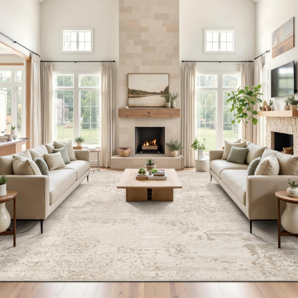 Washable Rugs 8x10, Anti-Slip Backing Abstract 8x10 Area Rugs for Living Room, Foldable Stain Resistant Machine