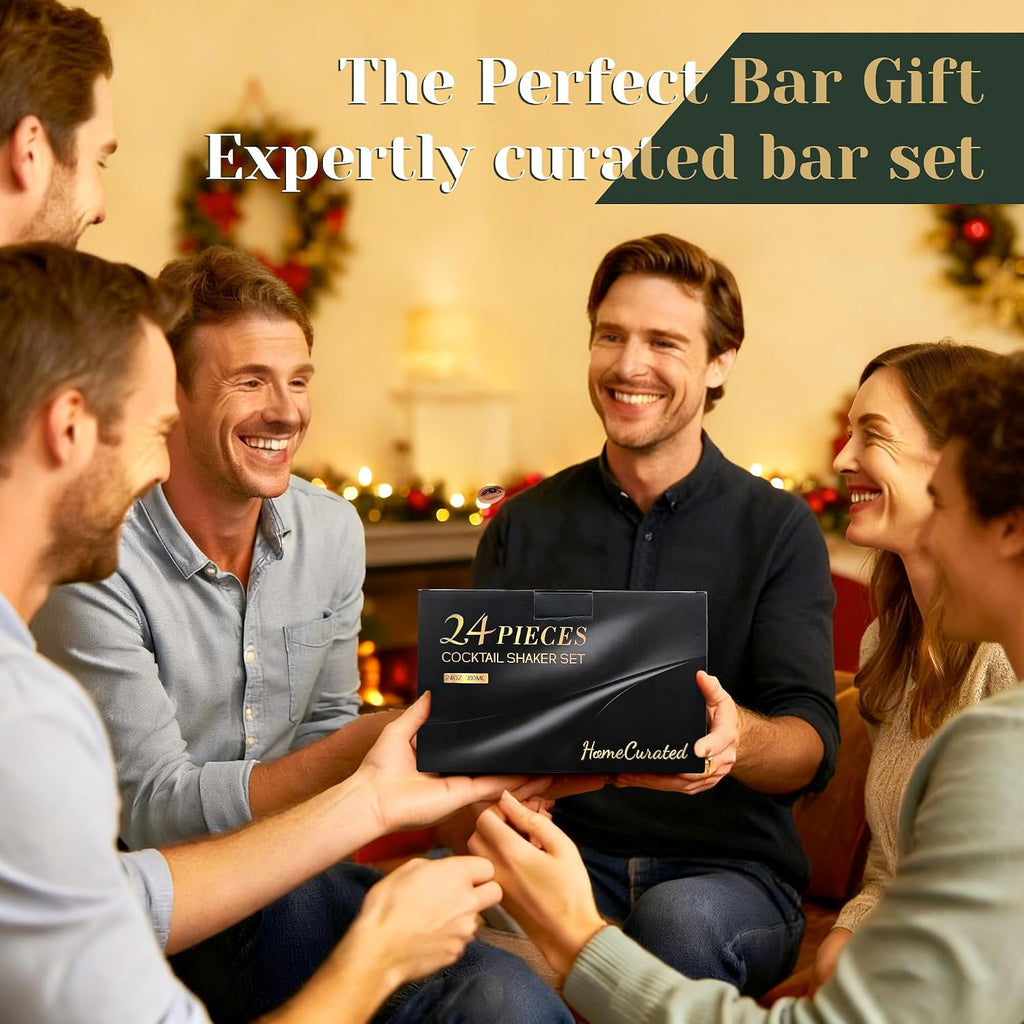 Cocktail Shaker Set,24-Piece Bartender Kit - Complete Bartending Kit Bar Set with Stand,Drink Shaker & Mixer - Set of 24
