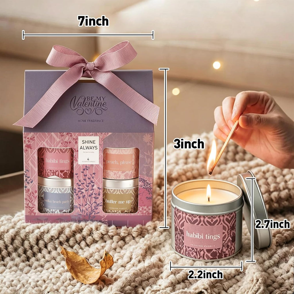Scented Candles for Women, Aromatherapy Candles with Natural Soy Wax - Set of 4