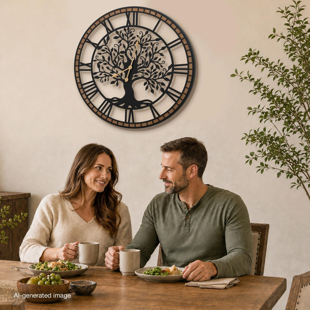 Large Wall Clock Decorative: 30 Inch Tree of Life Battery Operated