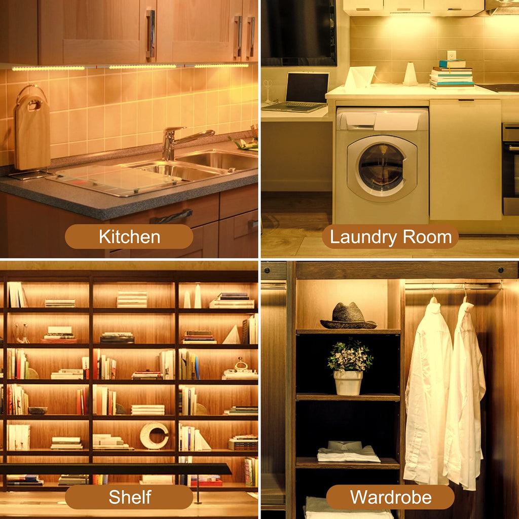 Under Cabinet Lighting, 2pcs 12" 3000K Dimmable LED Closet Light, USB Plug, Memory Function, Linkable Cabinet Light
