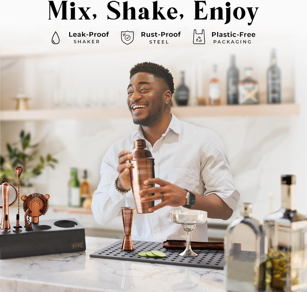 Mixology Bartender Kit Bar Set | 14-Piece Cocktail Shaker Set | Martini Barware Mixing Tools Bartending | Incl. 35 - Set of 14
