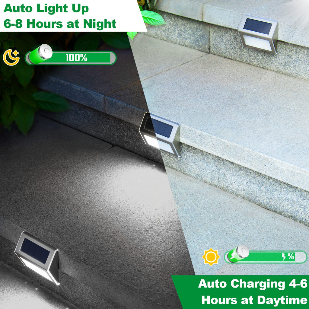 Solar Deck Lights Perfect for Fence, Step, Stair Decor-Cool White-8P