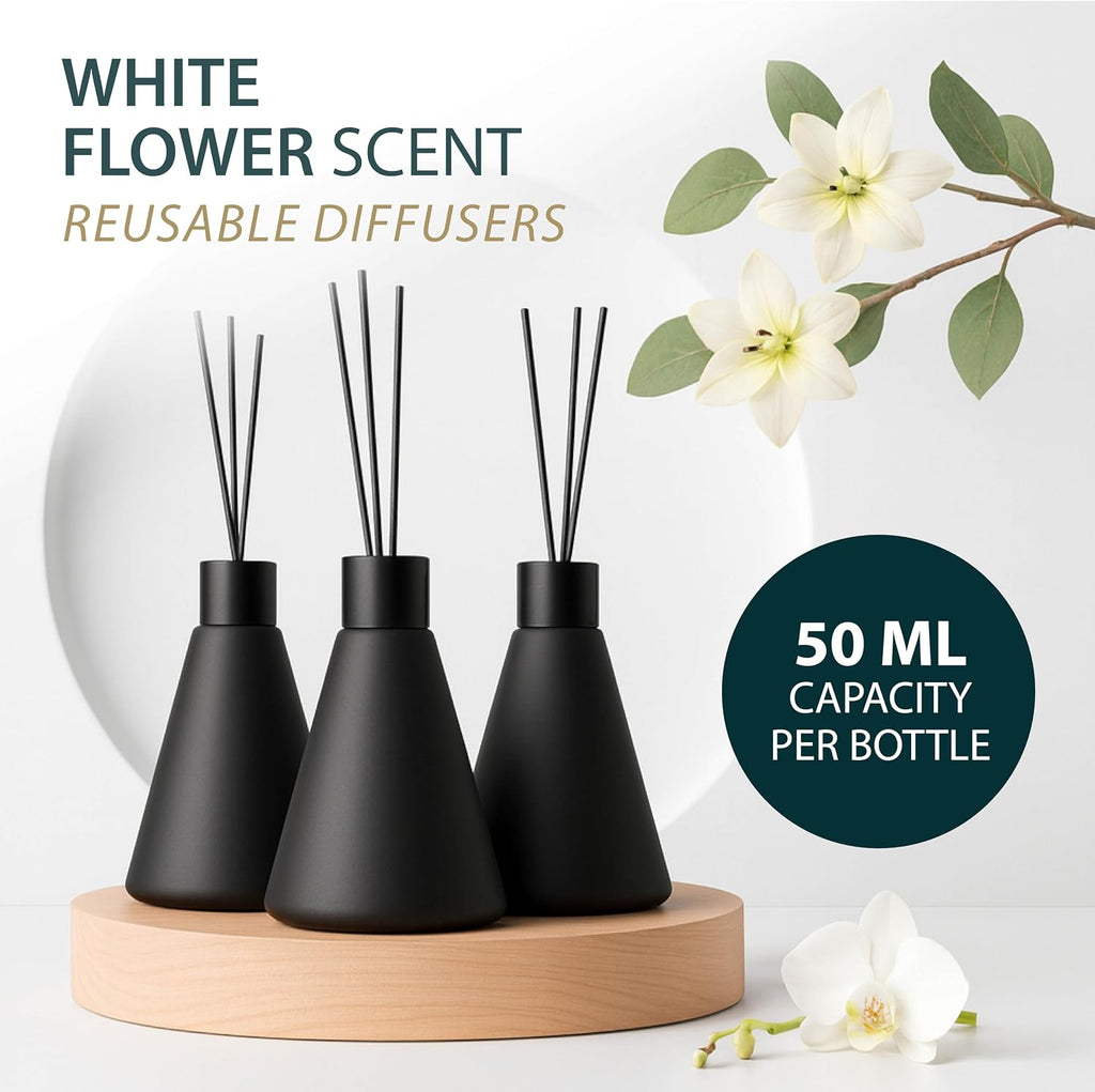 Reed Diffuser Matte Black (3-Pack) - Home Fragrance, 50ml - Set of 3
