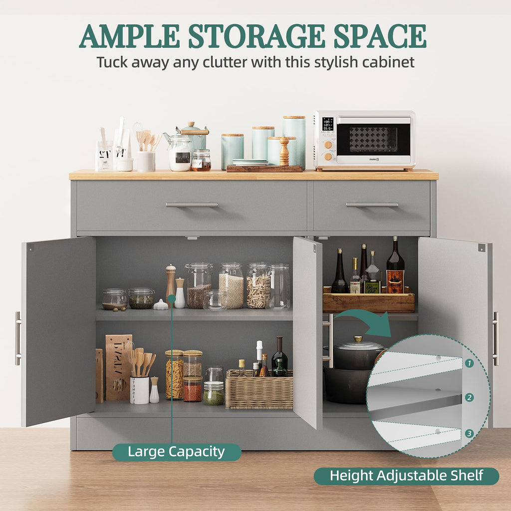 42" Buffet Cabinet with Storage, Kitchen Barn Door Cabinet