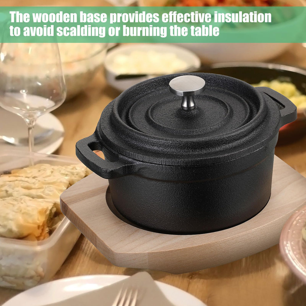 2 Sets 20 oz Dutch Oven Pot with Lid, Mini Cast Iron Pot