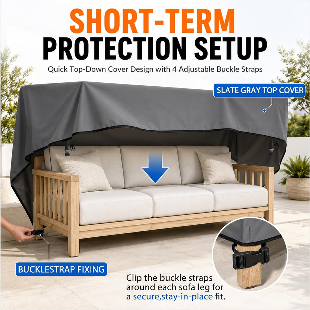 Patio Furniture Covers Waterproof Outdoor Couch Cover with Zipper | Fully Enclosed, Zipper Bottom, 79"L x 37"W x