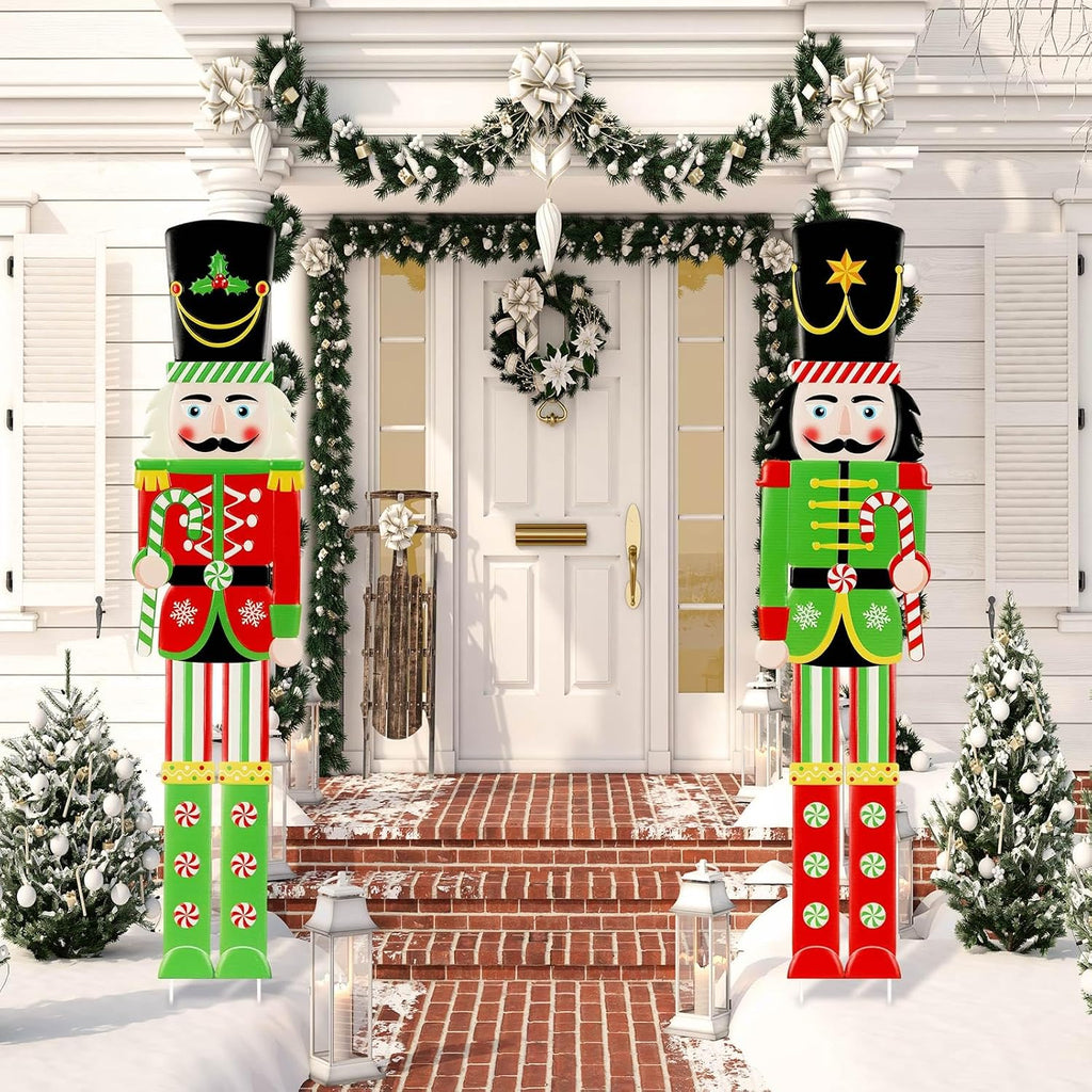 2 Pcs 6FT Metal Nutcracker Christmas Yard Decoration, Outdoor Decor