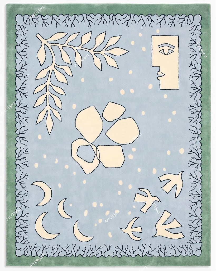 Hand Tufted Wool Area Rug, Scandinavian Abstract