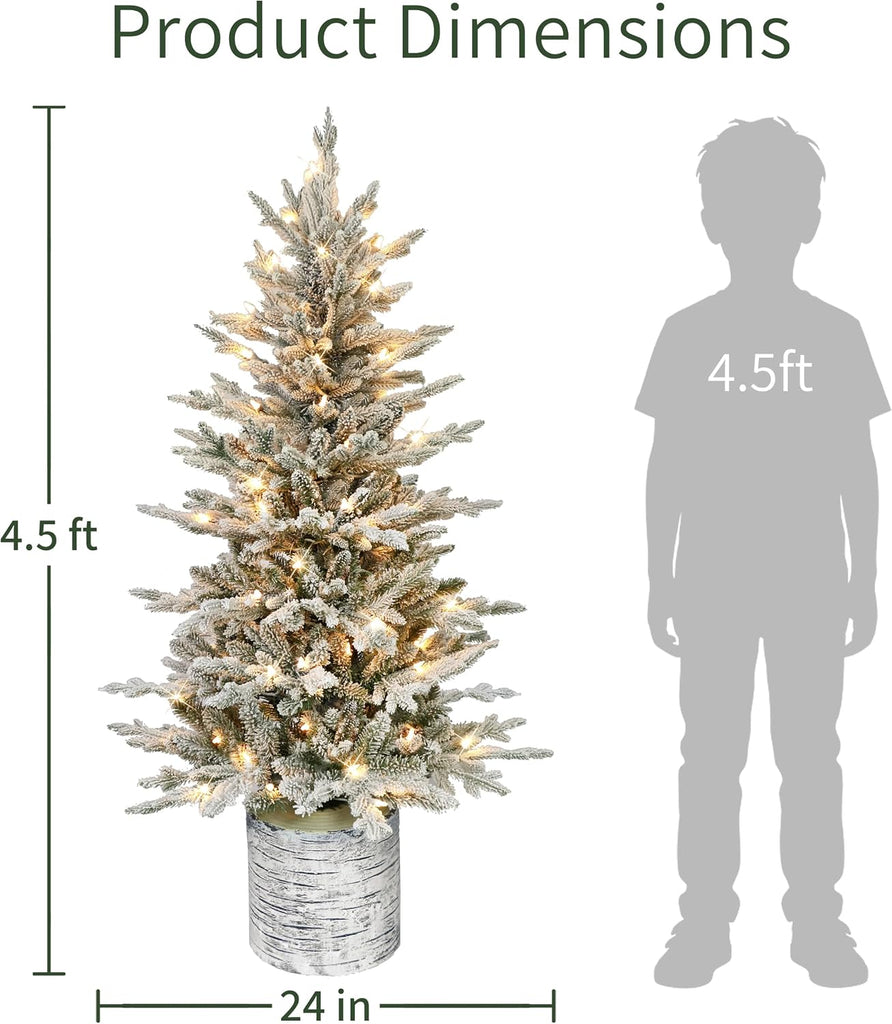 International 4.5ft Pre-Lit Potted Flocked Arctic Fir Christmas Tree