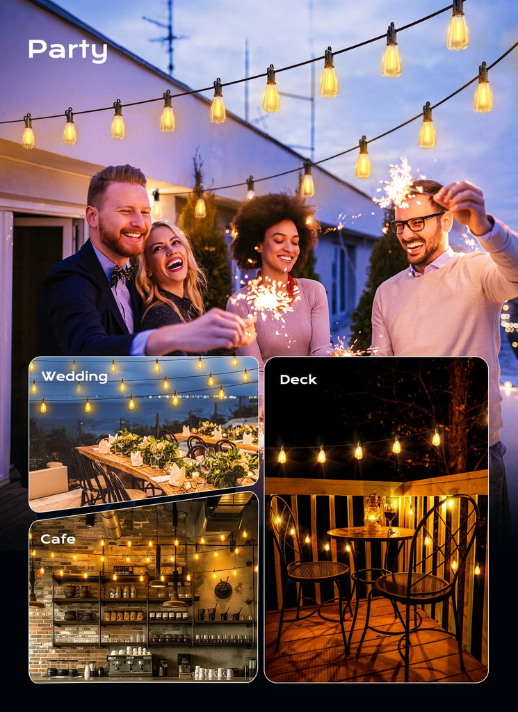 Outdoor String Lights, 75FT 22+2 LED ST38 LED Patio Lights Shatterproof, Dimmable IP65 Waterproof Connectable Hanging