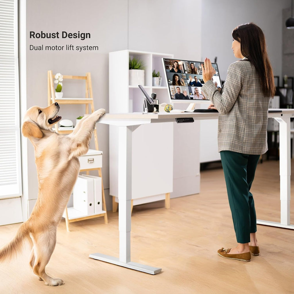 Stand Up Height Adjustable Electric Standing Desk - 48" x 30" with Dual Motor, 3 Stages Sit Stand Table - Dark