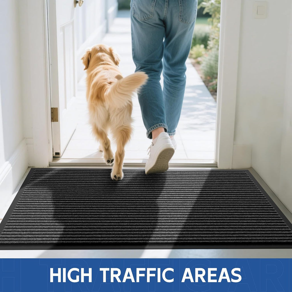 Front Door Mat, 3' x 5' Heavy Duty Indoor Outdoor Welcome Mat , Commercial Floor Entrance, Low Profile, Non-Slip