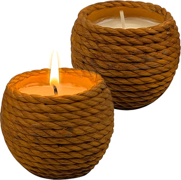 Large Basket Ceramic Candle Bowls 6 oz - Set of 2