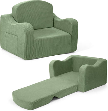 Kids Sofa Chair, in-1 Kids Couch, Fold Out Foam Sofa, Green