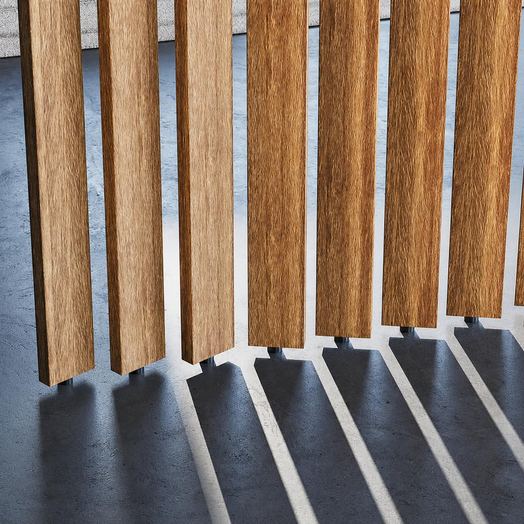 95.25" x 4.5" Rotating Wood Slat Room Divider 4-Pack, Adjustable Floor-to-Ceiling Privacy Partition Panels, Studio &