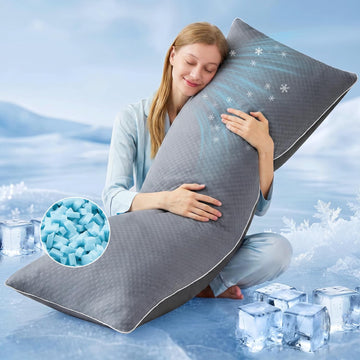 Cooling Body Pillow for Adults- Pillow Insert with Shredded Blue Memory Foam, Soft Support for Side Sleepper