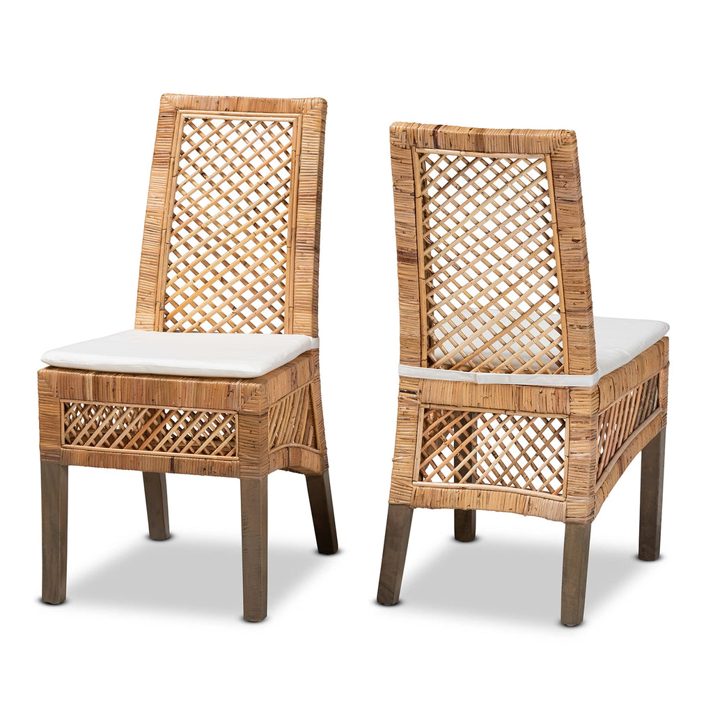 Argos Modern Bohemian Natural Rattan 2-Piece Dining Chair Set