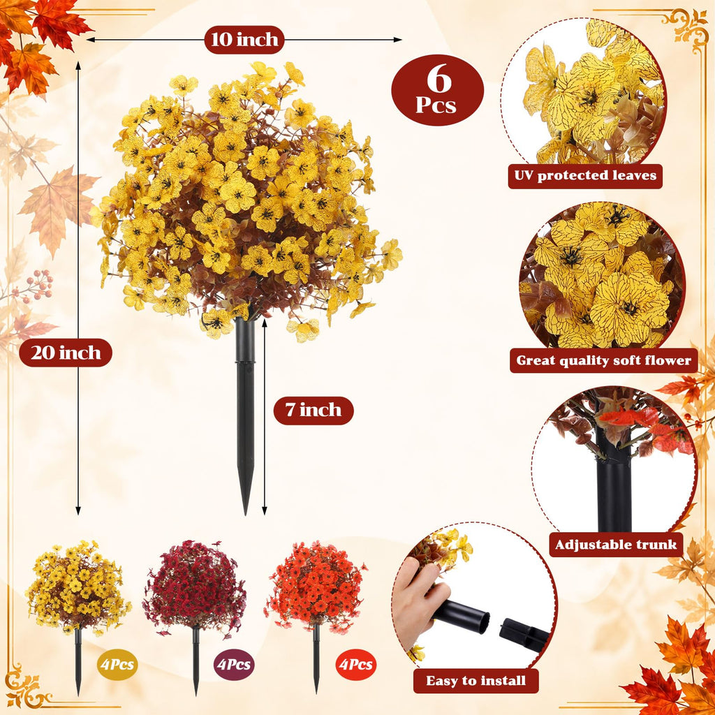 6 Pack 20" Fall Artificial Topiary Ball Trees