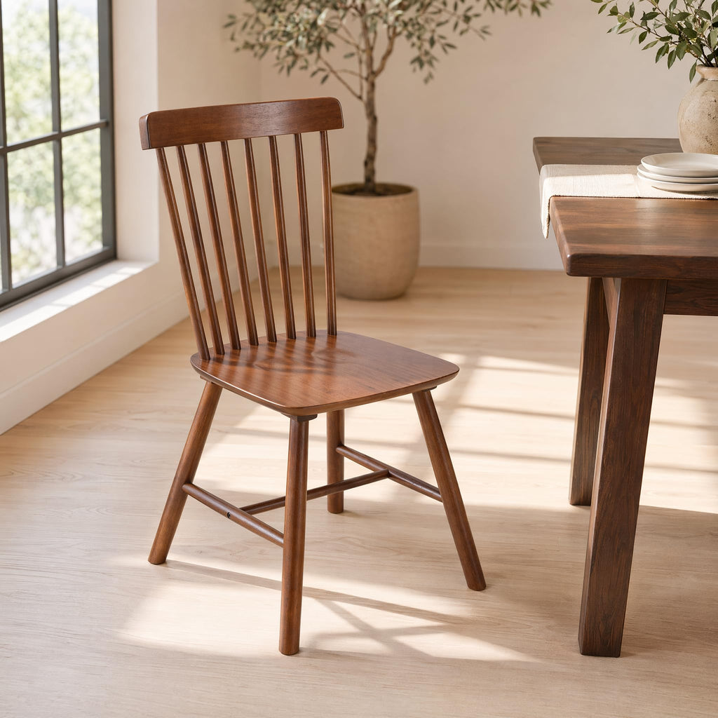 Windsor Dining Chairs Set of 4, Spindle Back Wooden Chairs